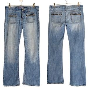Reflex Jeans Women’s Y2K Light Wash Zipper Pocket Flare Denim Jeans [US 9]